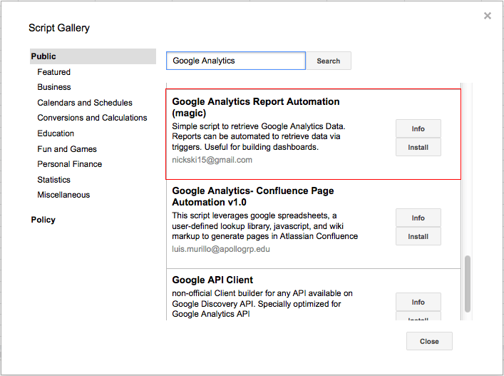 Google Analytics Report Automation (magic) installieren