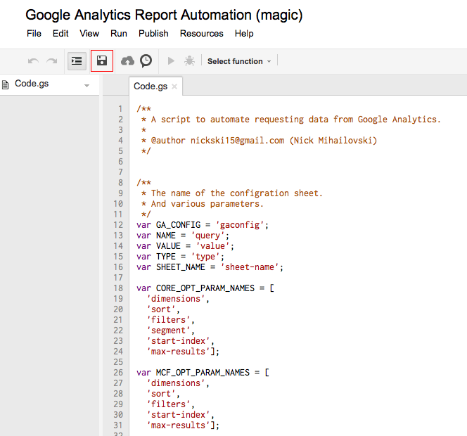 Google Analytics Report Automation mit Script