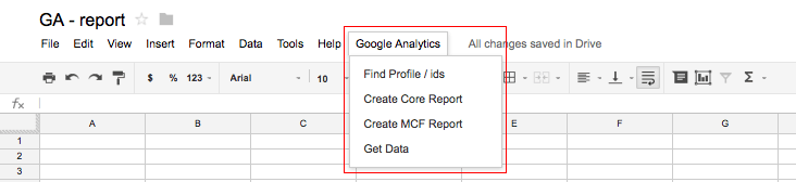 Daten aus Google Analytics in das Google Doc importieren