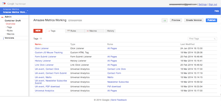 Google Tag Manager Interface