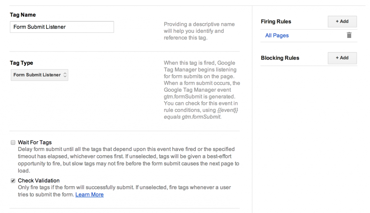 Google Tag Manager form submit listener 