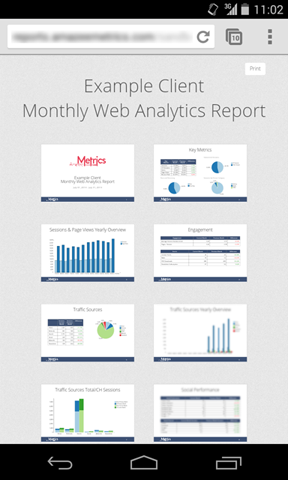 Responsive web analytics report for mobile devices