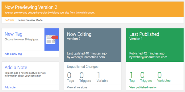 Google Tag Manager Update new User Interface