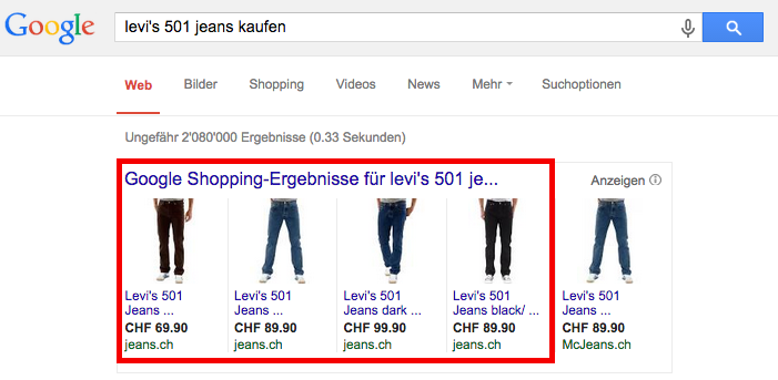 Shopping ads of JEANS.CH