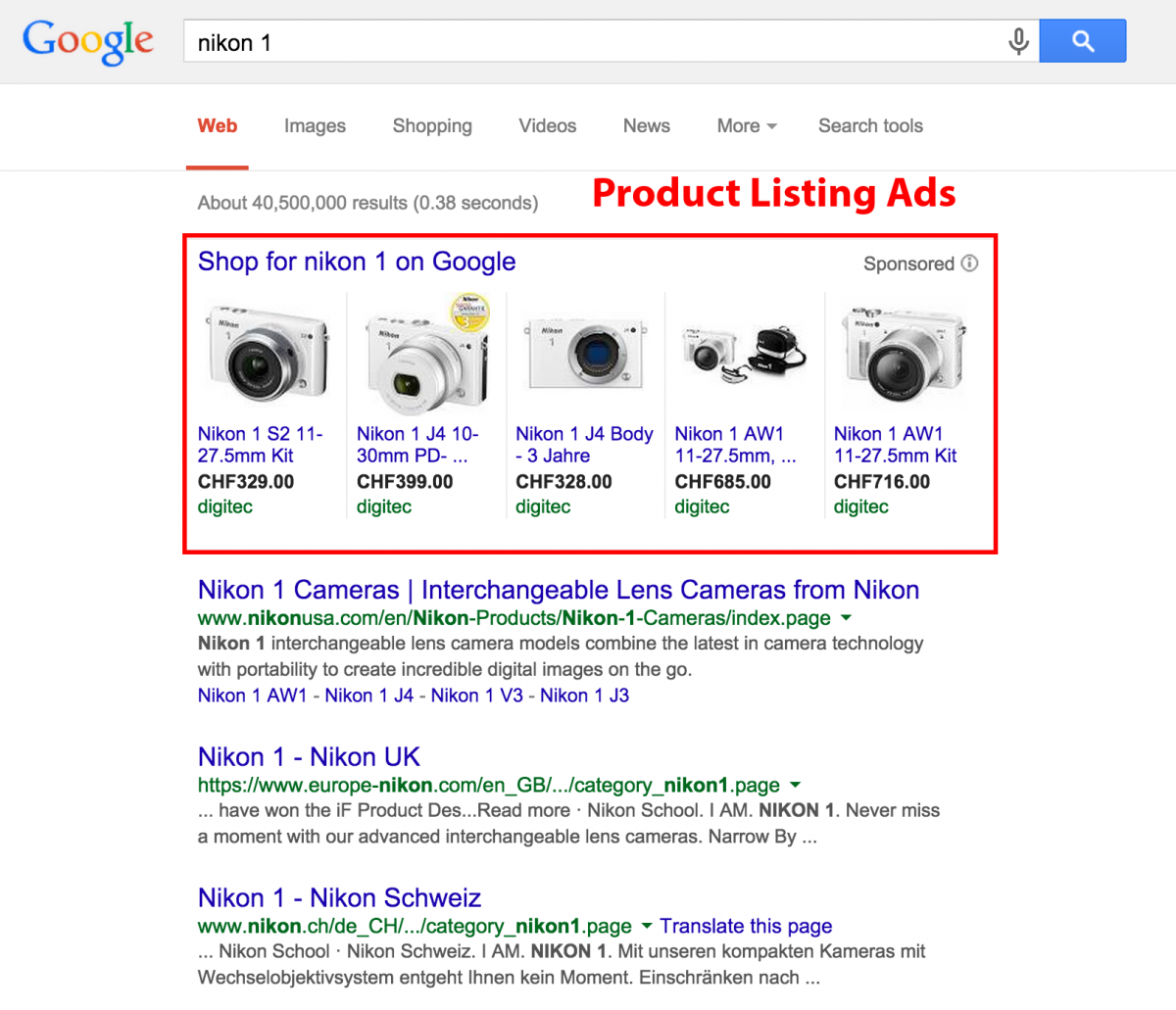 universal search product listing ads