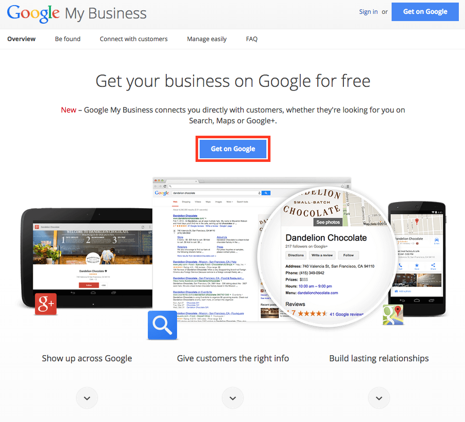 Google My Business Get on Google