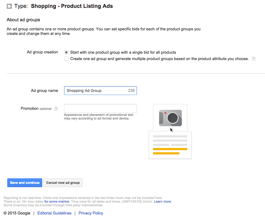 Google Shopping Ad Group