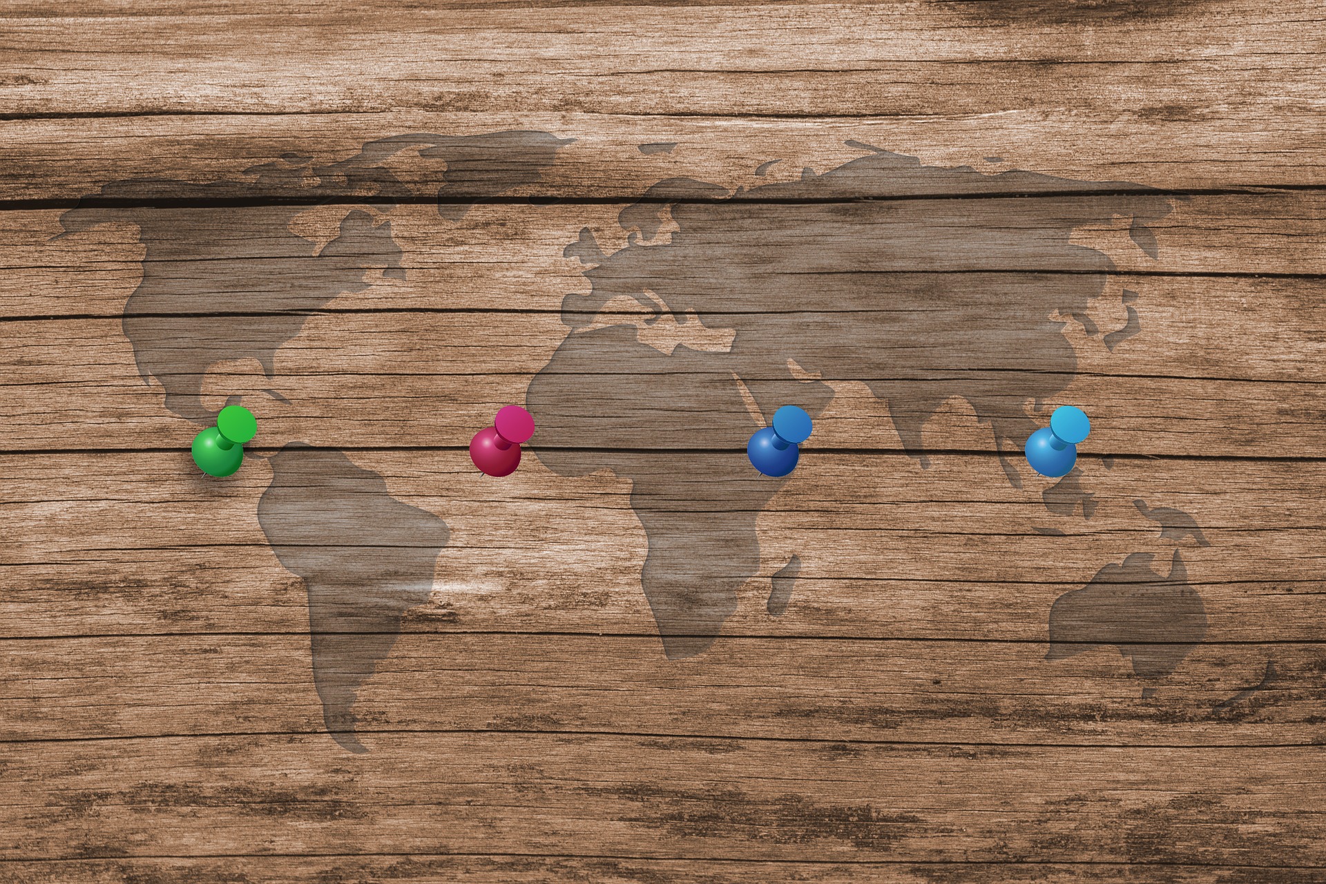 World map with location pins