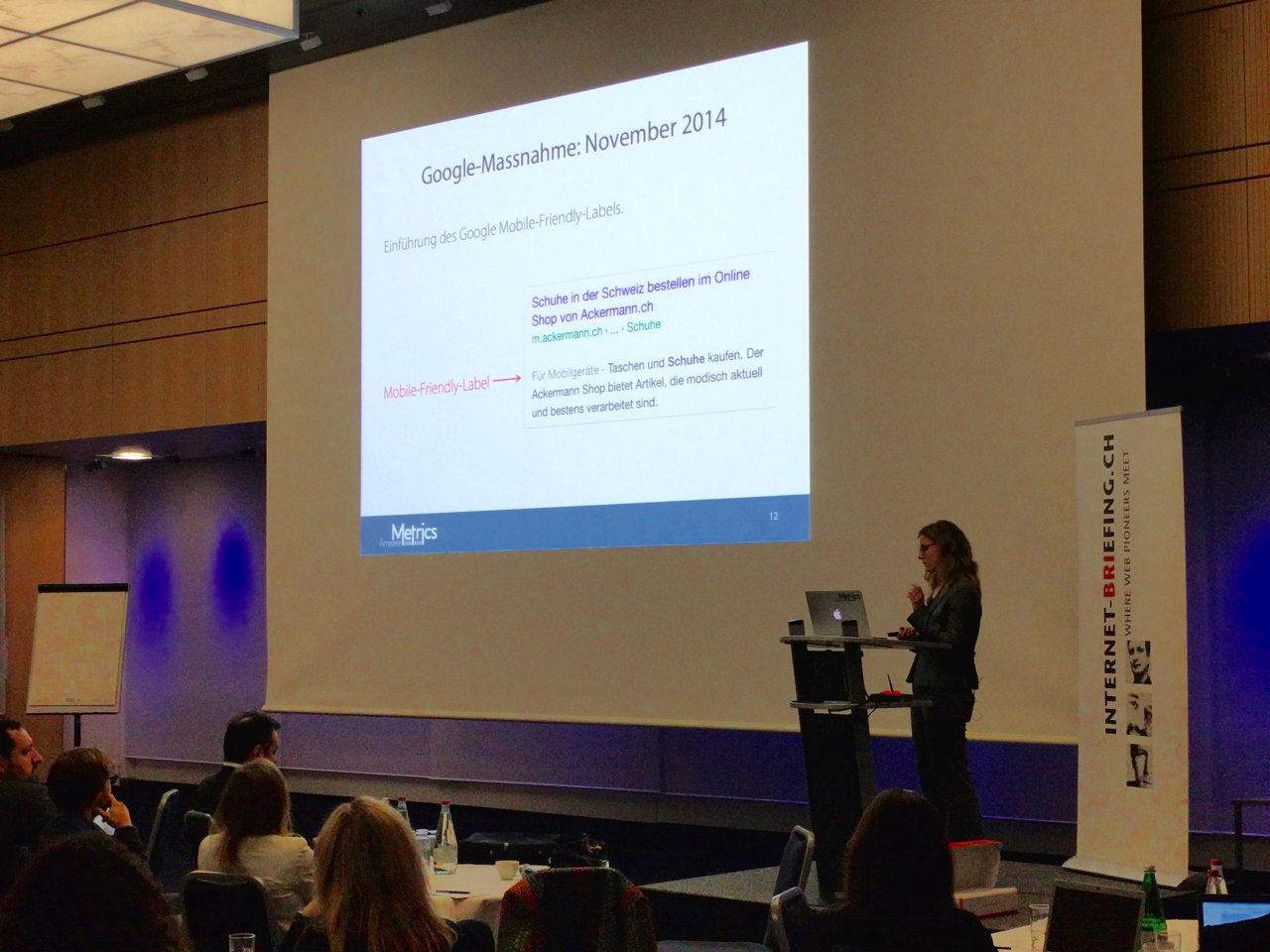 Christina presenting at the Search Engine Conference Zurich 2016