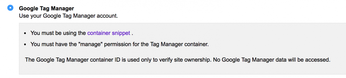 You can also use GTM to verify your website in the Search Console.