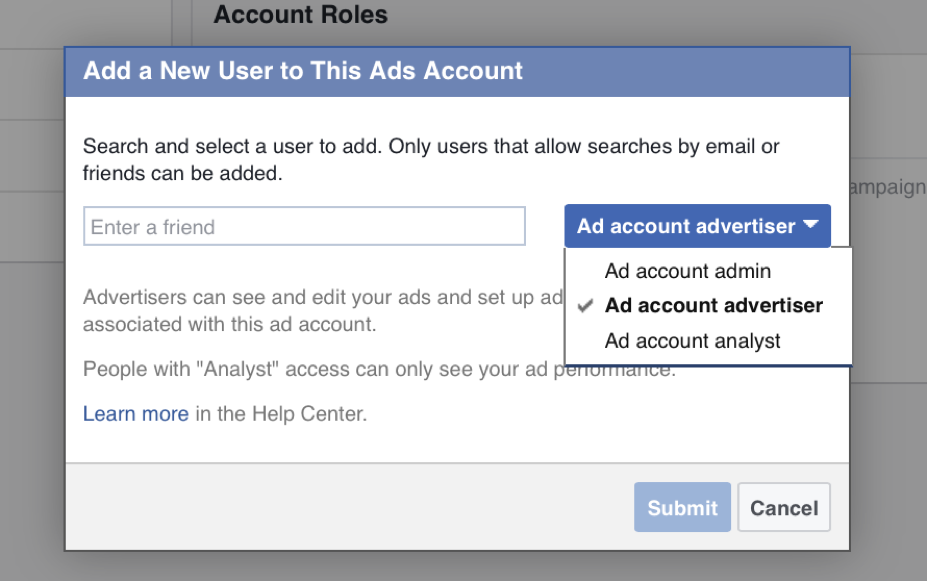 Facebook Business Mananger Ad Accounts Roles